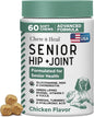 Glucosamine for Dogs Hip and Joint Supplement - 60 Senior Dogs Mobility Soft Chews - Made with Glucosamine, MSM, Chondroitin, Green Lipped Mussels and More - Made in The USA