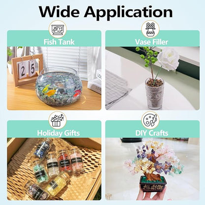 3 Lb Tiger Eye Aquarium Gravel Rocks Polished Tumbled Crushed Stones, Natural Crushed Stone Crystal Chips Decorative for Fish Tank||Vase Filler|Succulent Plants Decor, 6mm-9mm