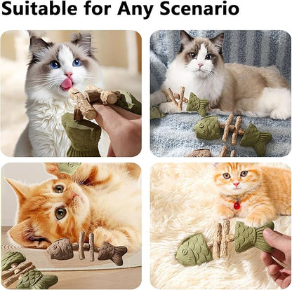 3 Pack Catnip Toys, Healthy Cat & Kitten Teeth Cleaning Dental Chew Toy, Contain Catnip, Natural Silvervine, and Gall Fruit, Interactive Cat Toys for Indoor Cats, are Edible for All Cats Breeds