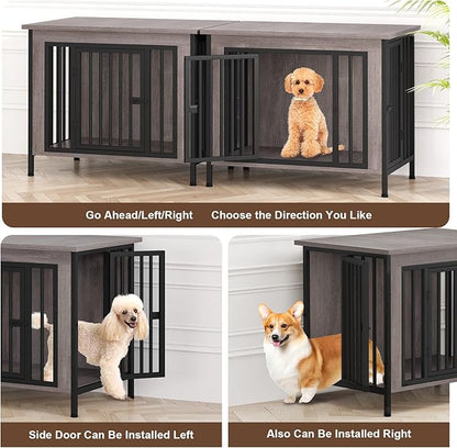 EasyCom 31.5" Small Dog Crate Furniture, Chew-Resistant Dog Crates for Small and Medium Dogs, Dog Kennel Furniture Indoor with 2 Doors and 3.94" Raised Feet, as TV Stand, End Table, Crate Table