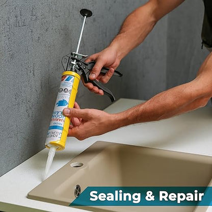 Aquarium Silicone Sealant Clear (2x10.5 floz) 100% Silicone, Waterproof Aquarium Safe, Non-Toxic Fish Tank Glue, Solvent Free, Rapid Curing, Strong Adhesion, Transparent, 2 Pack