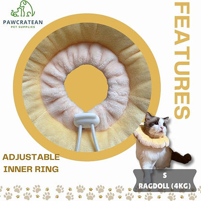 Adjustable Comfy Flower Style Elizabeth Collar for Cats Puppies Soft Recovery Cone Pet Protective Neck Collar (Yellow, Medium)