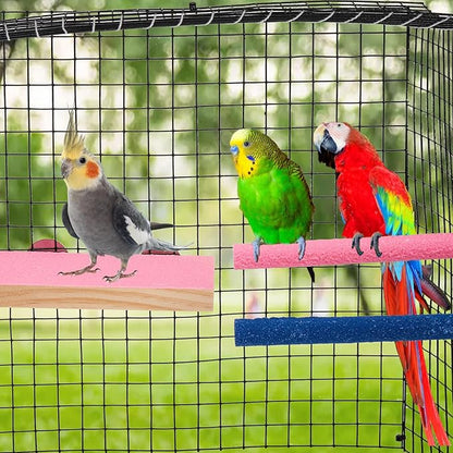 8 Pcs Bird Perch Stand Toy, Colorful Wood Parrot Perch Stand Platform Paw Grinding Stick, Bird Cage Accessories for Budgies,Parakeet,Cockatiel, Lorikeet, Conure