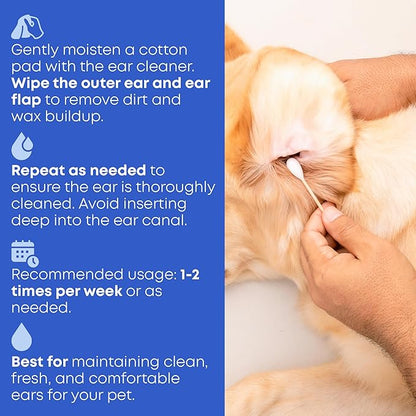 Ear Cleaner Drops & Wash Solution for Cats and Dogs – Gentle Ear Hygiene, Wax Removal & Odor Control for Pets