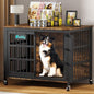 EasyCom 42"/41"/33" Dog Crate Furniture with Name Tag, XL Heavy Duty Dog Kennel Indoor for Large and Medium Dogs, Double-Doors Sturdy Dog Cage for Anxiety Dog, Decorate House as TV Stand