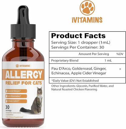 Allergy Relief for Cats | Helps to Naturally Support Allergy & Itch Relief for Cats | Cat Allergy | Cat Itch Relief | Cat Itchy Skin Relief | Cat Allergy Relief for Cats | Cat Supplements & Vitamins
