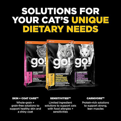 Go! Solutions Sensitivities Limited Ingredient, Grain-Free Dry Cat Food, Duck Recipe for Sensitive Stomach, 8 lb Bag