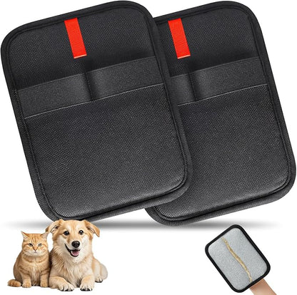 2 Pcs Static Pet Hair Removal Gloves, Reusable Electrostatic Pet Cat Dog Hair Remover Grooming Gloves Brush Tool for Couch, Furniture, Carpet, Car Seat
