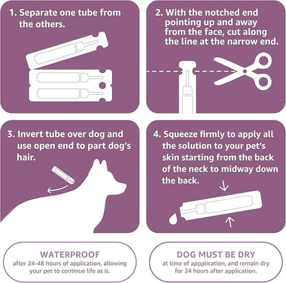 Amazon Basics Flea and Tick Topical Treatment for Large Dogs (45-88 pounds), 3 Count (Previously Solimo)