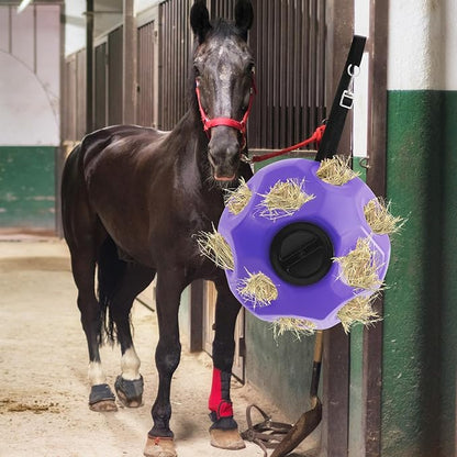 15.75" Hay Ball for Horse with Hanging Strap Slow Feed Horse Treat Ball Extra Large Hanging for Paddock Stall Stable Supplies (Purple)