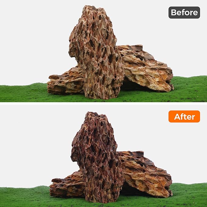 10-12 Inches Natural Dragon Stone 3 PCS Extra Large Aquarium Rocks for Aquascaping, Aquarium Landscaping, Terrariums, Fish Tank Decoration, Vivariums, Paludarium, Amphibian Enclosures