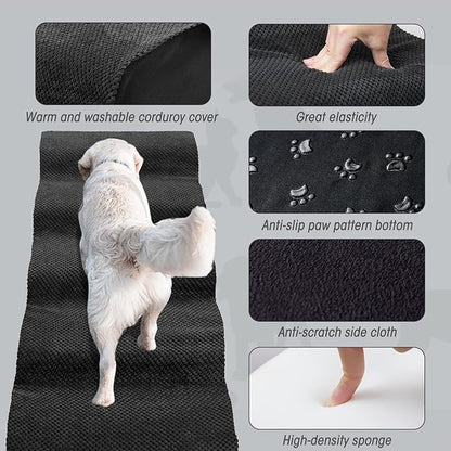 Dog Stairs&Steps for High Beds Up to 28'', 5-Step Dog Ramp for Small Medium Dogs with Washable Cover, Pet Steps for Cats to Get on Couch and Sofa, Durable Foam Ladders, 24.4" Tall, Black
