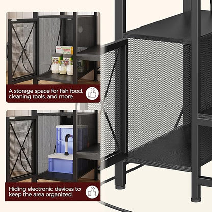 40-50 Gallon Fish Tank Stand, Aquarium Stand with Power Outlet and Storage Cabinet, Heavy Duty Tank Stand Suitable for Turtle Tank, Reptile Terrarium, for Home Office, Black FTBK50E01