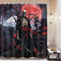 Japanese Anime Shower Curtain 72Wx72H Asian Samurai Gothic Skull Skeleton Black Red Spooky Cool Bathroom Decor Vintage Mountain Sun Nature Landscape Bath Curtain Fabric Polyester 12 Pack Hooks