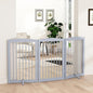 Freestanding Pet Gate for Dogs, Foldable Wooden Dog Gate for House Indoor, Tall Pet Fence for Stair, Doorway,Hall, Support Feet Included, 3 Panels 32",Grey