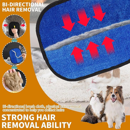 2PCS Electrostatic Pet Grooming Gloves, Reusable Hair Remover for Dog Cat Fur on Clothes Furniture Car Seat/Blue