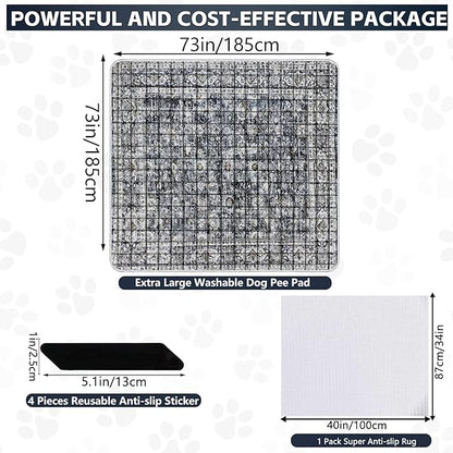 Extra Large Washable Pee Pads for Dogs (72"x72"), Upgrade Reusable Puppy Pads with Non-Slip Rug Pad, Super Thickening Absorbent Leakproof Dog Traning Pads Whelping Pad for Dogs, Doggie