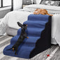 Dog Stairs&Steps for High Beds Up to 28'', 5-Step Dog Ramp for Small Medium Dogs with Washable Cover, Pet Steps for Cats to Get on Couch and Sofa, Durable Foam Ladders, 24.4" Tall, Blue