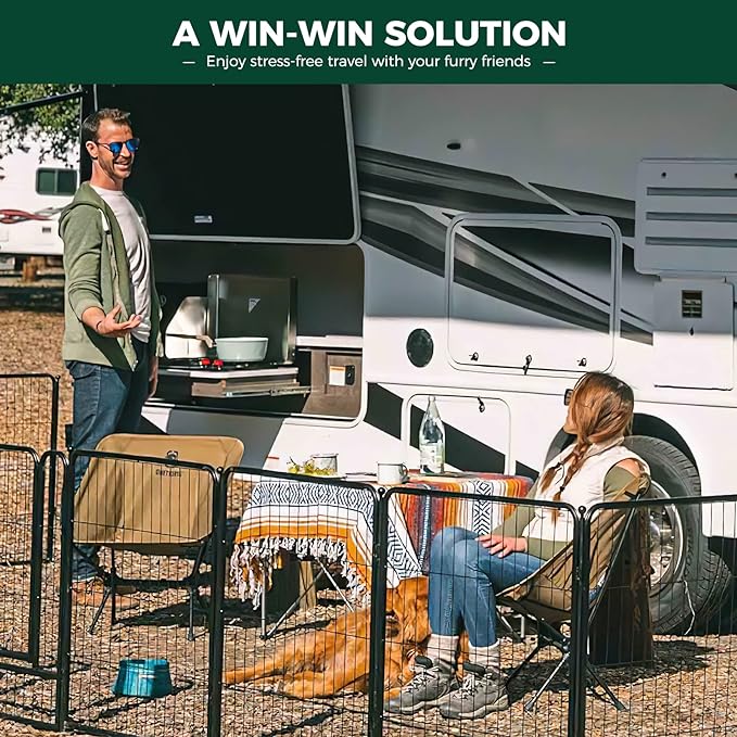 FXW Rollick Unleashed Dog Playpen for Indoor, Yard, RV Camping, 32 inch 48 Panels for Small and Medium Dogs, Black│Patented