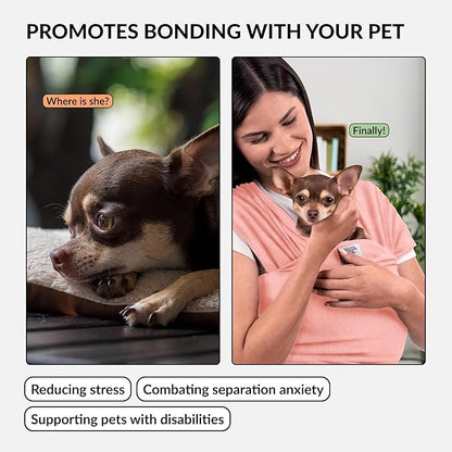 Dog Sling Carrier for Small Dogs - Anti-Anxiety Cat Sling, Puppy Pouch - Pet Sling in Gray Black Blue Green Pink Yellow (Pink, Standard)