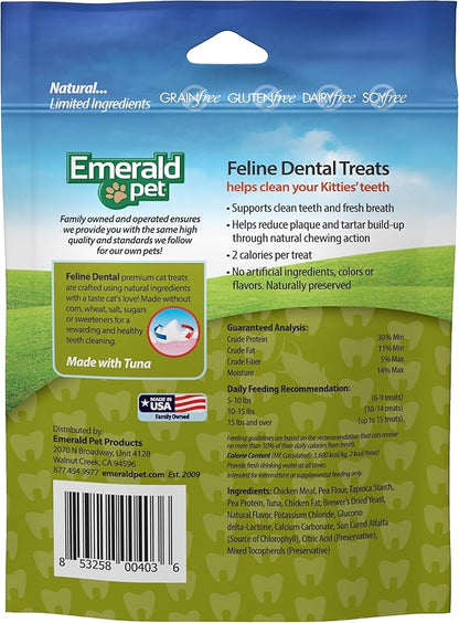 Feline Dental Treats — Tasty and Crunchy Cat Dental Treats Grain Free — Natural Dental Treats to Clean Cat Teeth, Freshen Cat Breath, and Reduce Plaque and Tartar Buildup — Tuna Treats, 3 oz