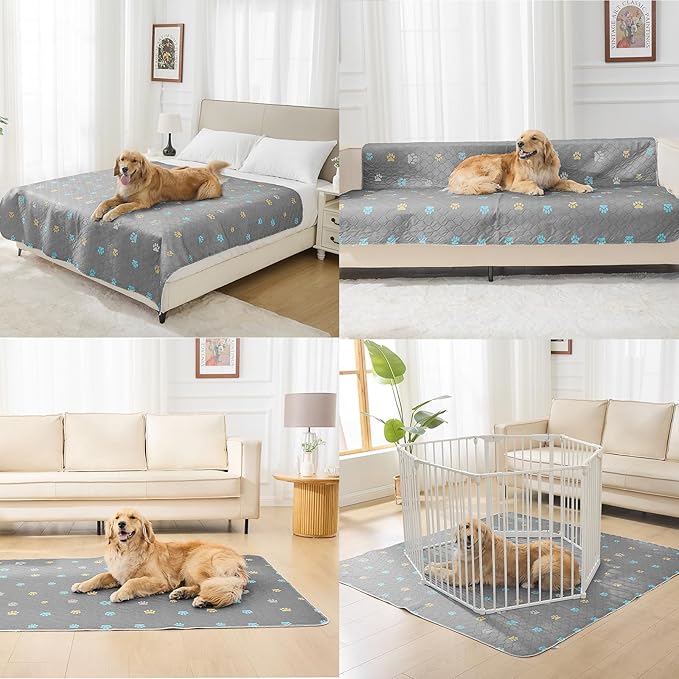 Aitmexcn Washable Puppy Dog Pee Pad, 2PCS 100% Waterproof Whelping Training Mat for Puppy/Senior Dog, Fast Drying Reusable Puppy Pads for Indoor, Outdoor and Car Travel- 36 x 48'' Llight Gray