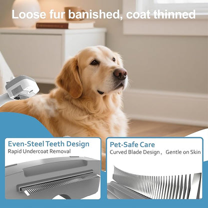 5 in 1 Pet Steam Brush for Dogs & Cats – Self Cleaning, 3 Pet Brush for Smoothing, Dematting, Thinning – Shedding, Grooming & Hair Removal, Includes Shampoo & Storage Case (8.0"-promax)