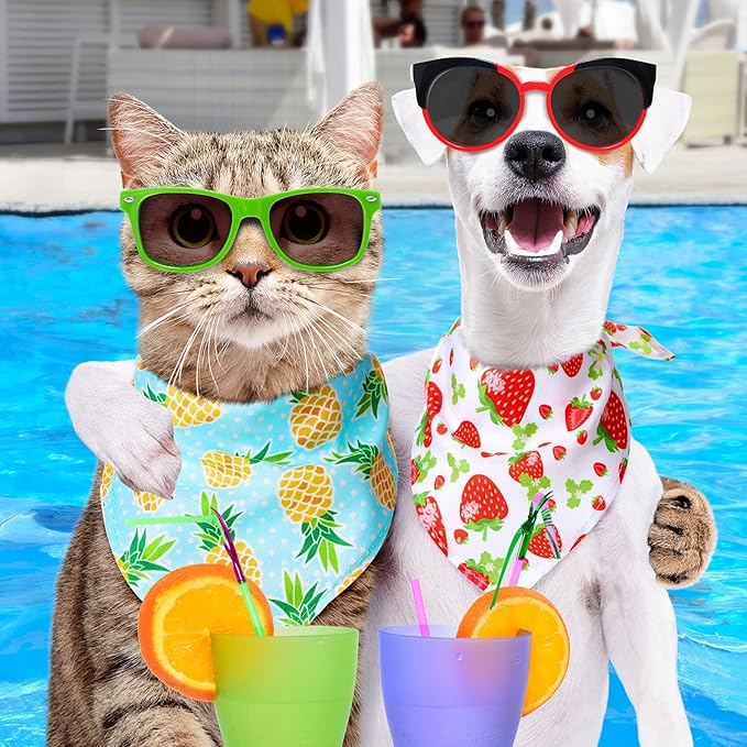 Amylove 120 Pcs Halloween Dog Bandanas Bulk Holiday Triangle Dog Pack Puppy Kerchief Bandana Adjustable Pet Scarf for Pet Cat Costume Accessories Decor(Flower)