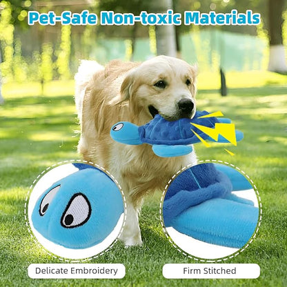 Adpartner Crinkle Dog Toys, 2 Pack Stuffed Turtle Dog Toys Squeaky Plush Dog Toy to Keep Them Busy, Interactive Dog Squeaky Toys for Small to Medium Dogs Teething Training Reduce Boredom