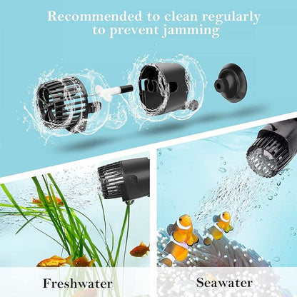AQQA Aquarium Wave Maker,3W/5W/10W/15W Suction Cup Fish Tank Single Powerhead Pump，110V/60Hz Ultra Quiet Submersible Circulation Pump,360°Adjustable For Freshwater Saltwater Black