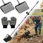 2 in 1 Chicken Poop Scooper Rake , 2 Rakes and 4 Sections Adjustable Stainless Steel Handle 37.4 - 68.9 Inch, Litter Scoop Chicken Coop Scoop for Animal Farm and Poultry Habitats with Gloves