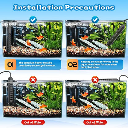 Aquarium Heater, 100W/200W/300W/500W Adjustable Fish Tank Heater with Intelligent Digital LED Controller, Overheating and Out of Water Protection for Freshwater and Saltwater Tanks