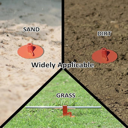 Dog Stakes for Outside Heavy Duty Hold up to 350Lbs Large Dogs Tie Out Tether Leash Chain for Yard Screw in Ground Anchors 17inch with Buffer Rope, Blue