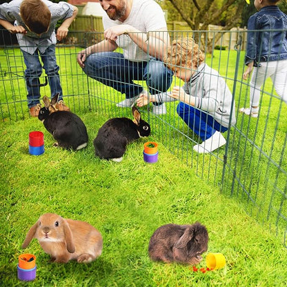 8 Pcs Stacking Cups for Rabbits - Safe Reusable Bunny Toys in Different Sizes, Durable Rainbow Colored Nesting Toys for Small Animals Bunny Hiding Food Playing Bunny Gifts