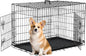 FDW 30 inch Dog Crate Dog Kennel Cage with Double Door Folding Metal Wire Dog Cage with Removable Tray&Divider Panel,Pet Crate for Medium Dogs,Black