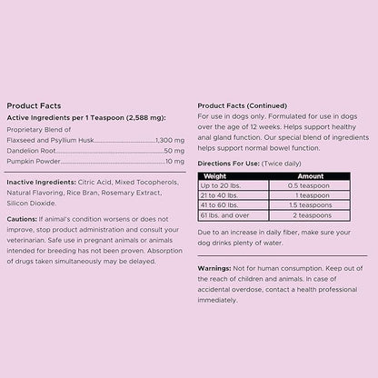 Glands Bowel Support - 14 oz of Stop The Scoot Powder for Scooting, Healthy Anal Glands, and Digestive Health - Made with Pumpkin Powder for Dogs