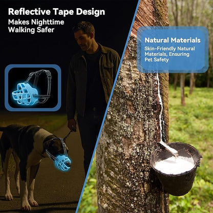 Dog Muzzle for Large Dogs, Breathable Basket Muzzles for Small, Medium and X-Large Aggressive Dog, Allows Panting Drinking, Suitable for Grooming Trimming Training (3, Luminous Blue)