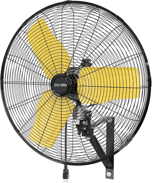 8800 CFM 24" Outdoor Commercial Wall Fan Oscillating, IP44 Waterproof Wall Mount Fan, Heavy Duty, 3 Speed, Adjustable Tilt for Factory, Warehouse, Garage, ETL Listed