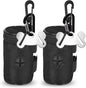 2 Pack Dog Poop Bag Holder for Leash Attachment - Waste Bag Dispenser for Leash - Fits Any Dog Leash - Portable Set with Hand Free Holder Metal Carrier, Black Round Shape