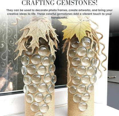 FUTUREPLUSX 1LB Clear Flat Glass Marbles, Vase Filler Glass Pebbles Floral Beads Table Aquarium Gravel Decoration DIY Craft