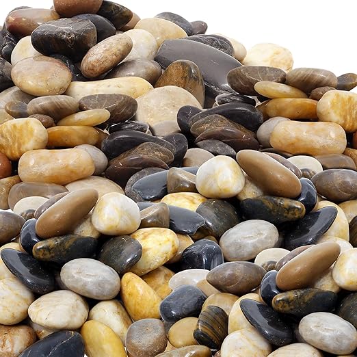 45LB 1"-2" Decorative River Rocks for Plants, Polished Pebbles for Garden Landscaping, Planters,Aquarium,Vase Fillers, Indoor & Outdoor Decor