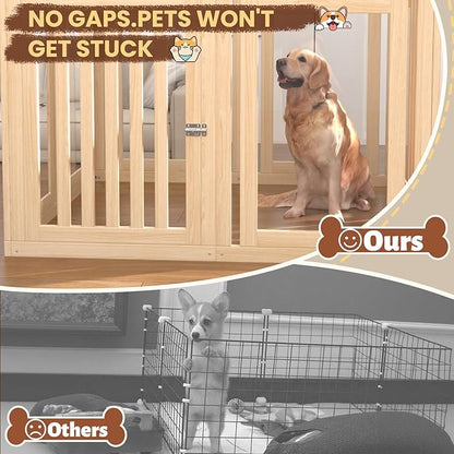 8 Panels Dog Playpen with Door, 23.6" H Pet Playpen Indoor, Clear Acrylic Puppy Playpens, Wooden Puppy Fence with Gate, Transparent Dog Pens, Pet Pen Indoor for Dogs, Cats, Rabbit, Small and Medium