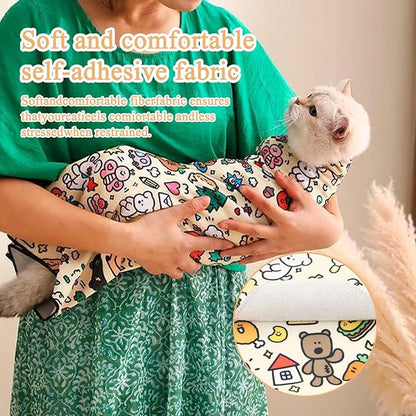 27.6x27.6 Cat Wrap for Cutting Nails, Cat Grooming Wrap with Pet Hair Removal Glove, Cats Restraint for Nail Clipping Ear Cleaning Teeth Brushing