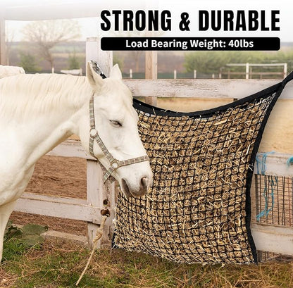 2 PCS Slow Feed Hay Net for Horses, Large Capacity Hay Bags for Horses Goats Sheep Donkey Trailer Full Day Feeding, Easy to Fill and Hang, Black, 35 x 31 Inch