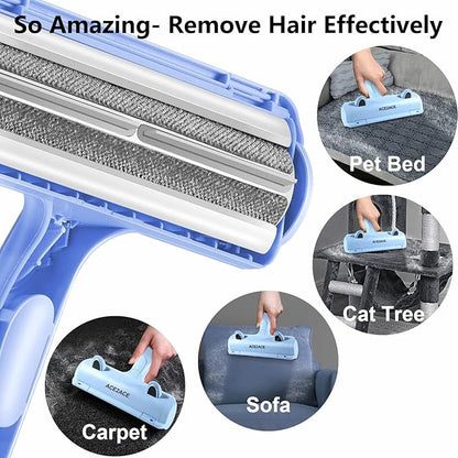 ACE2ACE Pet Hair Removal Tool, Lint Roller Brush for Cats and Dogs, Reusable Self Clean Pet Fur Remover, Pet Hair Remover for Laundry, Carpet, Furniture, Couch, Sofa and Bedding (Blue)
