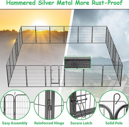 Dog Playpen, Outdoor Dog Fence, 24 Panels, 40" H Dog Pen for Medium/Small Dogs, Heavy Duty Metal Pet Fence with Gate, Portable Dog Fence for RV Camping and Yard (Black)