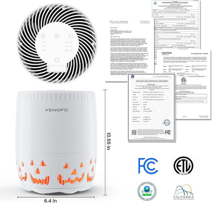 Air Purifiers for Home Bedroom up to 1076ft², True HEPA Air Filters Dust Pets Smoke Hair, 3 Fan Speeds Quiet, Timer Settings, Rechargeable Air Cleaner Office, Bedroom, Pets, Car