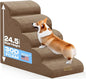 Dog Stairs for High Beds Up to 26-30", 5-Step Foam Pet Ramp with Washable Cover, Gentle Slope Steps, Bed & Couch Ladder for Small Medium Dogs & Senior Cat, Puppy Stairs to Get on Tall Furniture