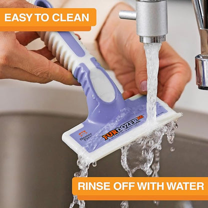 FurDozer X6 Pet Hair Remover & Auto Detailing Tool - Cat & Dog Hair Remover for Carpets, Car Interiors, Couches, Bedding, & Furniture - Reusable Pet Hair Removal Tool for Cat & Dog Fur & Lint, Purple