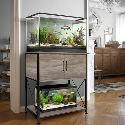 20-29 Gallon Aquarium Stand Metal Frame Fish Tank Stand with Cabinet Storage, for 20 Gallon Long Aquarium,30.7" L*16.5" W Tabletop,330LBS Capacity Grey PG01YGZ
